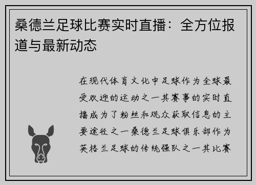 桑德兰足球比赛实时直播：全方位报道与最新动态